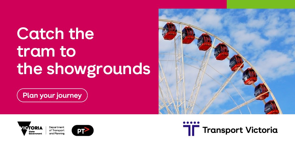 yarratrams's tweet photo. Heading to the Showgrounds today for the 2026 Melbourne Royal Show? We’ve got extra trams to get you to and from the big event!
Details: https://t.co/rwrPPWsDY5
Plan your journey https://t.co/dH3XmAciqF
#PTV #RoyalShow @MelbRoyalShow https://t.co/khtCTtheVn