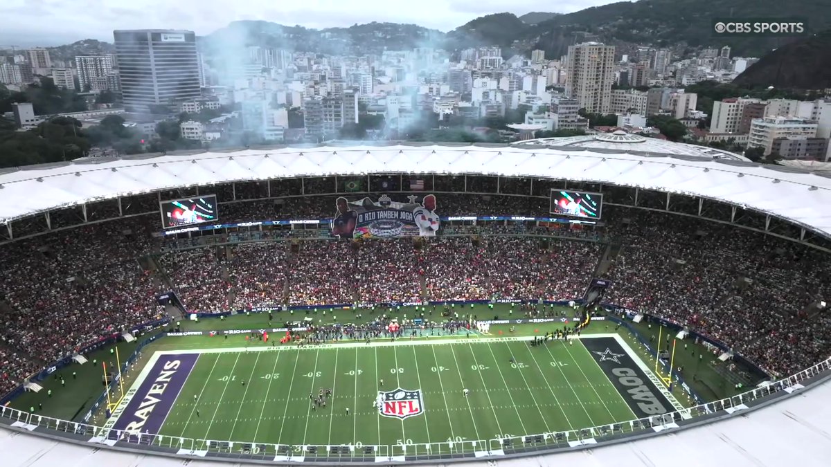 NFLonCBS's tweet photo. WE ARE LIVE FROM RIO 🇧🇷
Ravens vs Cowboys — right NOW on CBS & @paramountplus https://t.co/vIEWZJtlsY
