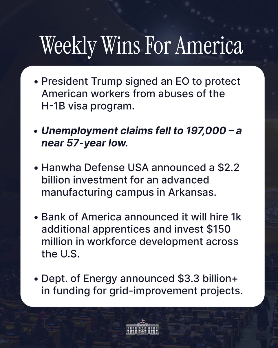 WhiteHouse's tweet photo. Fighting fraud, arresting gang members, crushing terrorism, and much more. 🇺🇸

✅ Another week of winning on behalf of the American people at the Trump White House. https://t.co/5Fl2gEMHJc