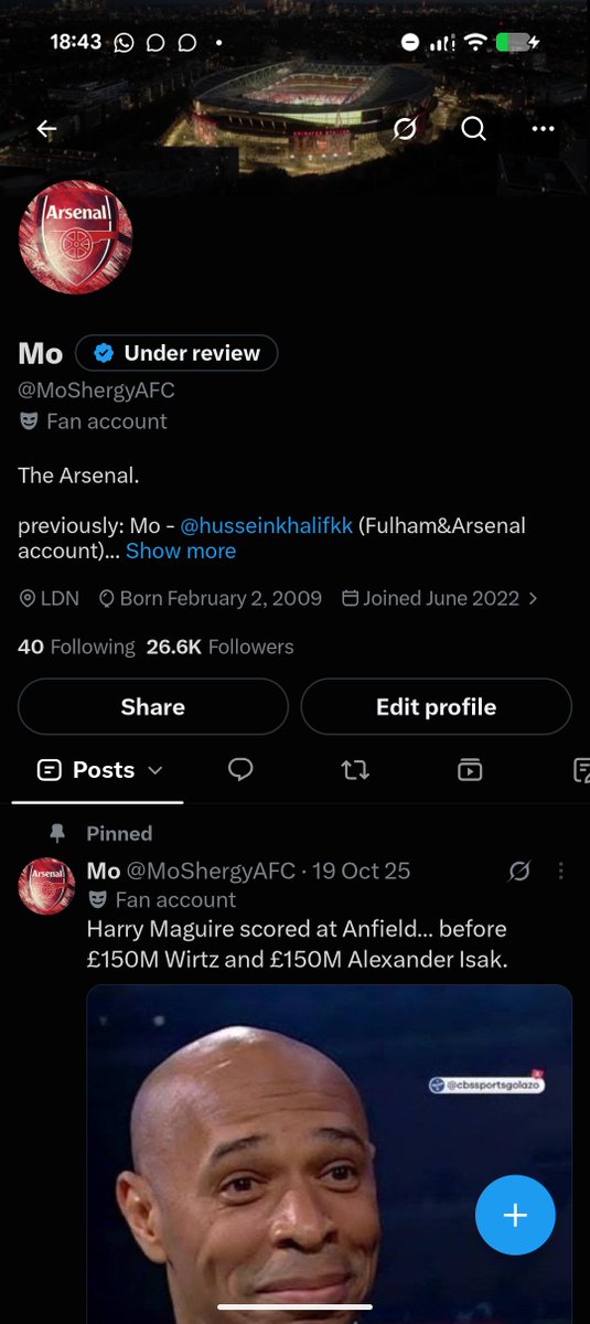 MoShergyAFC's tweet photo. Hi guys - changed profile a bit so people realise it's the same account. 

I think I changed it too much and people did not know who this account was. 

Sorry for the misunderstanding people it's my mistake. 

I appreciate your feedback and support 🙏 https://t.co/hBddTLoULB