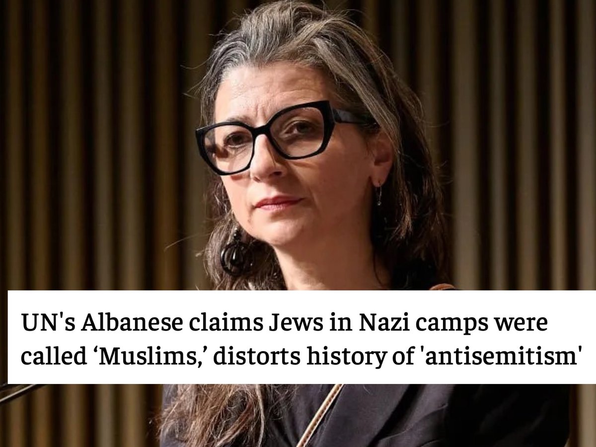 trishaposner's tweet photo. Just when I think Francesca Albanese has hit rock bottom, she finds a new cellar.

The UN’s special rapporteur on the Palestinians now claims Jews being marched to the gas chambers were called “Muslims.”
Muselmann was camp slang used by prisoners themselves for the living skeletons — the starved, broken, already-dead walking to the ovens. It was never the Nazis rebranding Jews as Muslims. It was never proof that antisemitism “originally targeted all Semites.”
Wilhelm Marr coined “antisemitism” in 1879 to give scientific cover to Jew-hatred. Not Arab-hatred. Not “anyone from the Middle East.” Jews.

Albanese cannot name the crime without replacing the victims. She cannot talk about the gas chambers without smuggling the Jews out of their own genocide.
It is disgraceful that Albanese gets to do Holocaust distortion while collecting a UN salary.
https://t.co/5yay4R1ism