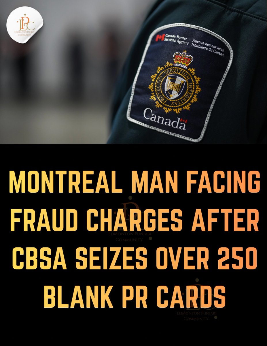 TishStegemann's tweet photo. The CBSA has announced serious criminal charges against a Quebec resident after an investigation into the production and trafficking of fraudulent official ID documents. Authorities seized 250 blank cards resembling Canadian PR cards, security https://t.co/FdRQpltHUm