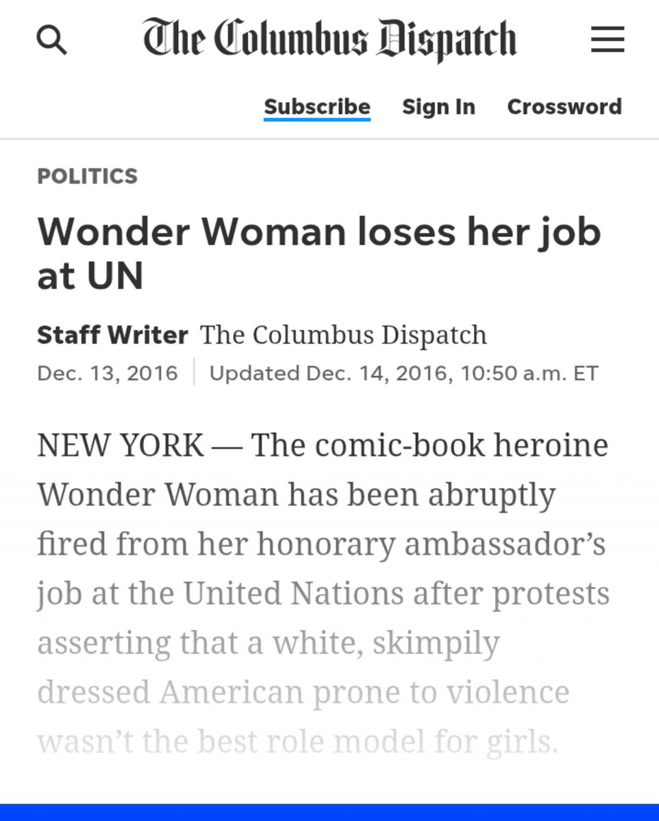 jljames41's tweet photo. Remember when the #UN (a fake organization) rejected #WonderWoman as an ambassador of education for girls ten years ago on her 75th anniversary all because she's a sexy athletic straight white woman that a bunch of short fat lesbians was jealous of 😒 #WonderWoman85th 🙅🏻‍♀️💥 https://t.co/zxM6gPQ1vh