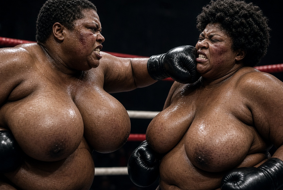 HEAVYHUGEBAGS's tweet photo. BBW EBONY QUEEN POWER 
Imagine being front row watching these two huge heavy bag ladies slugging it out in topless boxing match. Where only one was left standing at the end of the fight. https://t.co/UktWabN6XR