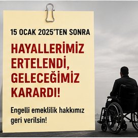 ErkanKusay97937's tweet photo. #EngelliEmeklilikte
Engellinin Sabrı Kalmadı
Engelliler yıllarca sabretti
Artık emeklilikte yaşanan 7538 mağduriyeti için çözüm bekliyor https://t.co/Zasmo22TDr