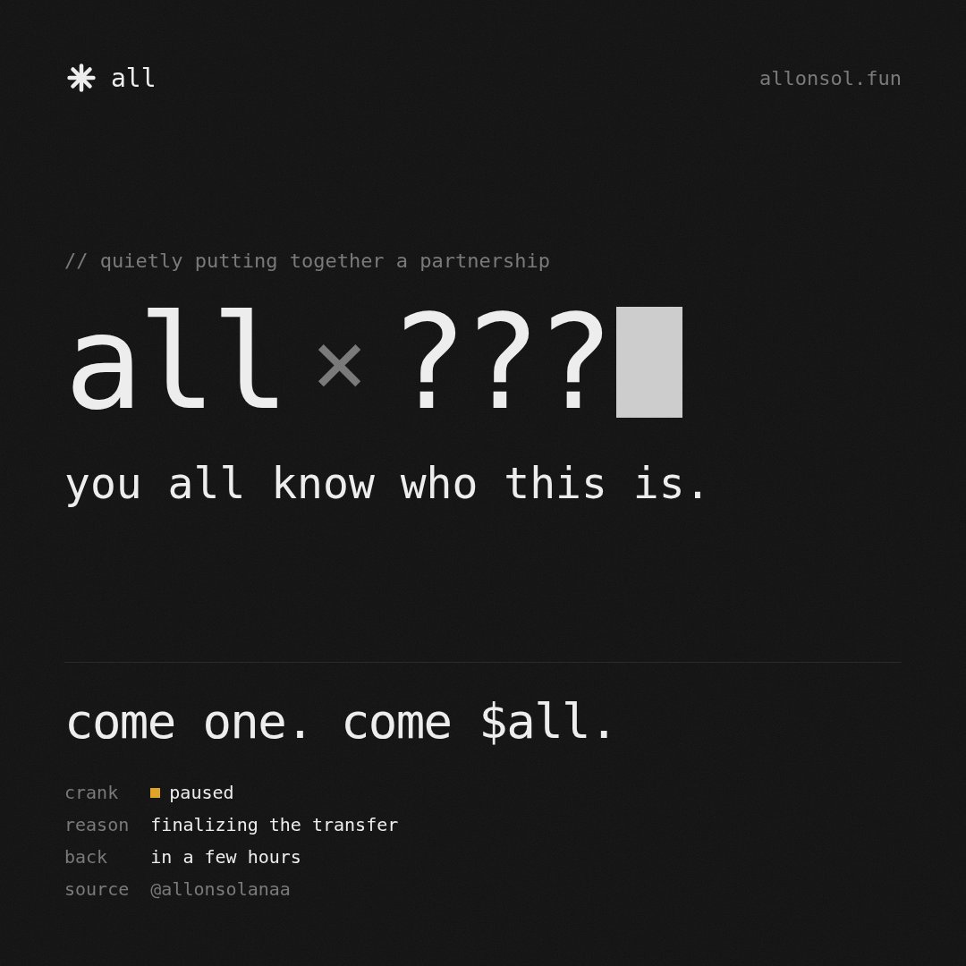 d4ntel4's tweet photo. @SolanaHub_ $all is partnering up? Is it that big that Solana got involved? Lfg. https://t.co/UJENCLa00Q