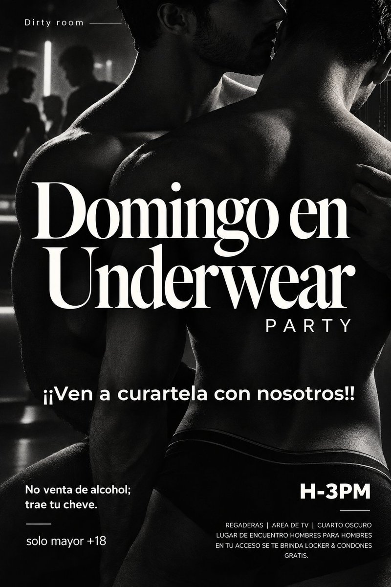 dirtyroomcln's tweet photo. ¡HOY Domingo ven a Dirty! 🍑💦
⏰ Horario: 3pm - 11pm.
🔞 Solo hombres mayores de edad con identificación.
🧥 Contamos con locker y condones gratis 
¡Ven a curártela con nosotros! 🍻 https://t.co/UxY4gQKlpZ