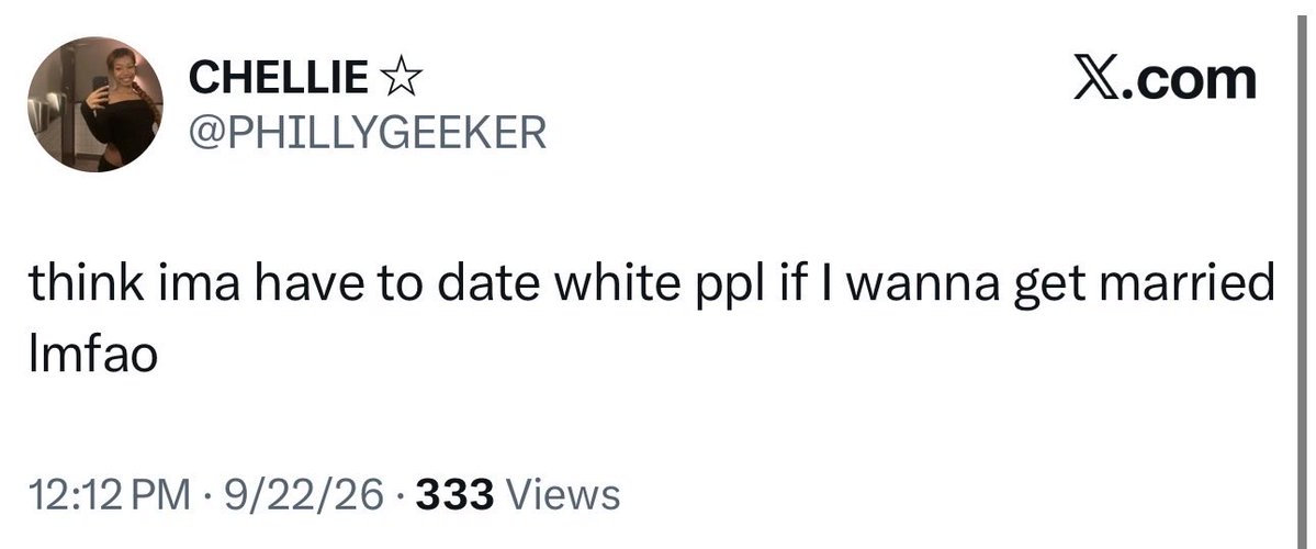 go_diego_go34's tweet photo. You went from fucking hood niggas to wanting white men.

Disrespectfully, bitches like you need to stop speaking about black men. https://t.co/kbNCBV1iKI