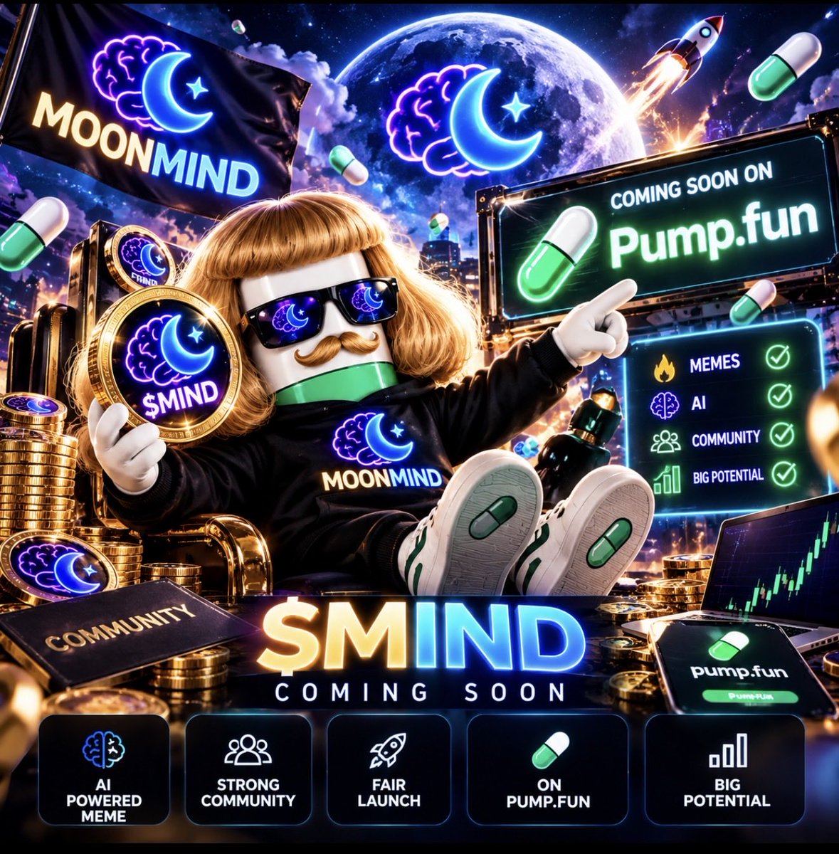 MoonMindIA's tweet photo. 🌕🧠 Something is waking up…

AI × MEMES × COMMUNITY

$MIND is coming to https://t.co/SMKQ4m1NiT.

The countdown has begun. ⏳🚀

Launch: October 2nd.

👀 Stay close. https://t.co/Faoaefw3tH