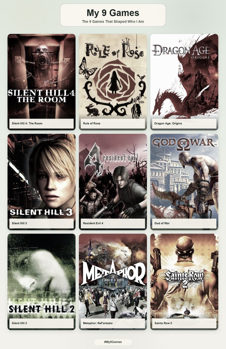 fabledbug's tweet photo. me and the 9 games that shaped who I am https://t.co/DLQbpOK6tA