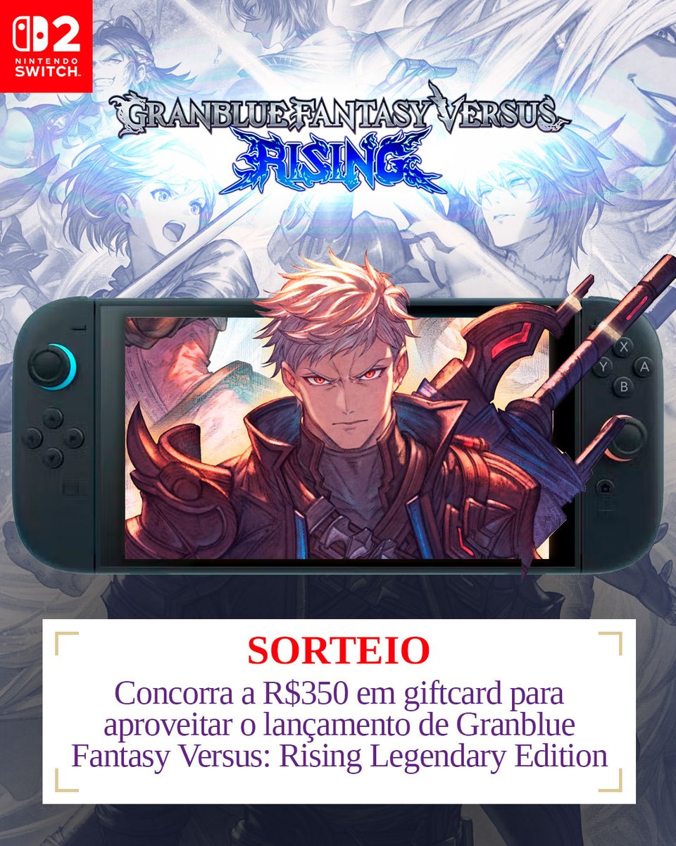 danielreen's tweet photo. #SORTEIO🎉
Pra celebrar o lançamento do jogo de luta "Granblue Fantasy Versus: Rising" no Switch 2 vai rolar R$350 em giftcard!

- Segue @danielreen + @CriticalLeap
- 💙Curtir +🔄 RT sem comentar
- Comente se você estava sabendo desse lançamento ou soube agora

Sorteio em 30/09 https://t.co/OhdmkJcbBf