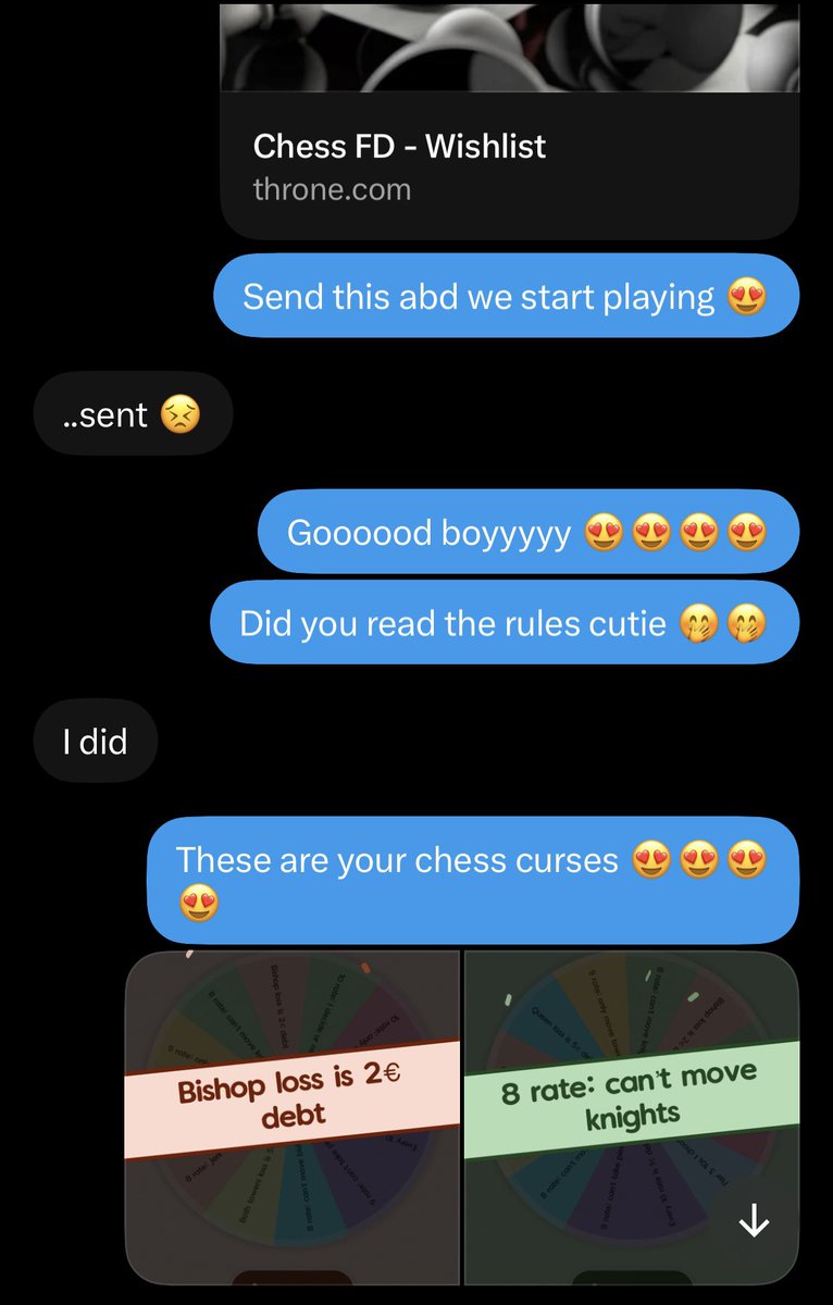Puppeteer_rp's tweet photo. CHESS FD BATTLE

well, not a battle at all🤭🤭

My good boy got sooooo horny and mushy so quickly he couldn’t really make the smartest moves~

All distracted having his cashstick trapped by mommy’s boobs as I slurped all his pieces😍🫦

#chess #wankbattle #findom #femdom #catfish https://t.co/cpEp69QFCp