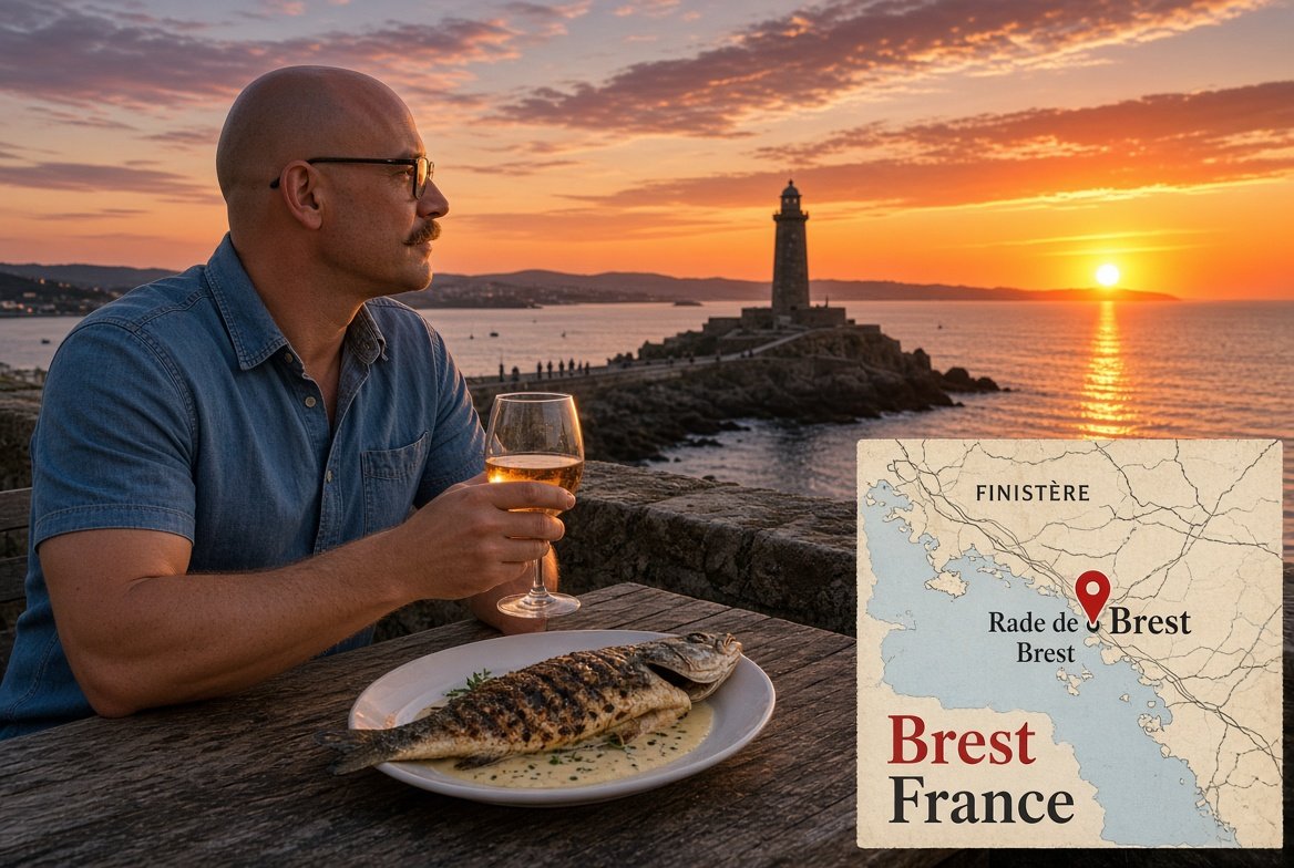 getnico's tweet photo. 🐟 Bar de ligne à Brest, France 🇫🇷

Ce soir à Brest, un pêcheur du Portzic m’a indiqué la table face au phare. La ville s’ouvre sur la rade, à l’extrême ouest du Finistère, là où l’Atlantique rentre dans les terres. Bar grillé, beurre blanc, un verre de blanc sec : le dîner le plus calme de la pointe, soleil bas derrière le Minou.

Recette :
- Saisir un filet de bar, peau croustillante.
- Beurre blanc : échalote, vinaigre, beurre froid.
- Servir avec pommes vapeur.
- Boisson : blanc sec breton bien froid.

Nico