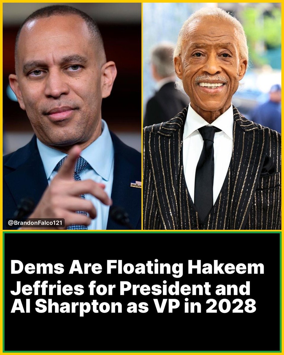 BrandonFalco121's tweet photo. Dems are floating Hakeem Jefferies and Al Sharpton in 2028.  Thoughts? https://t.co/8RcwmySrxU