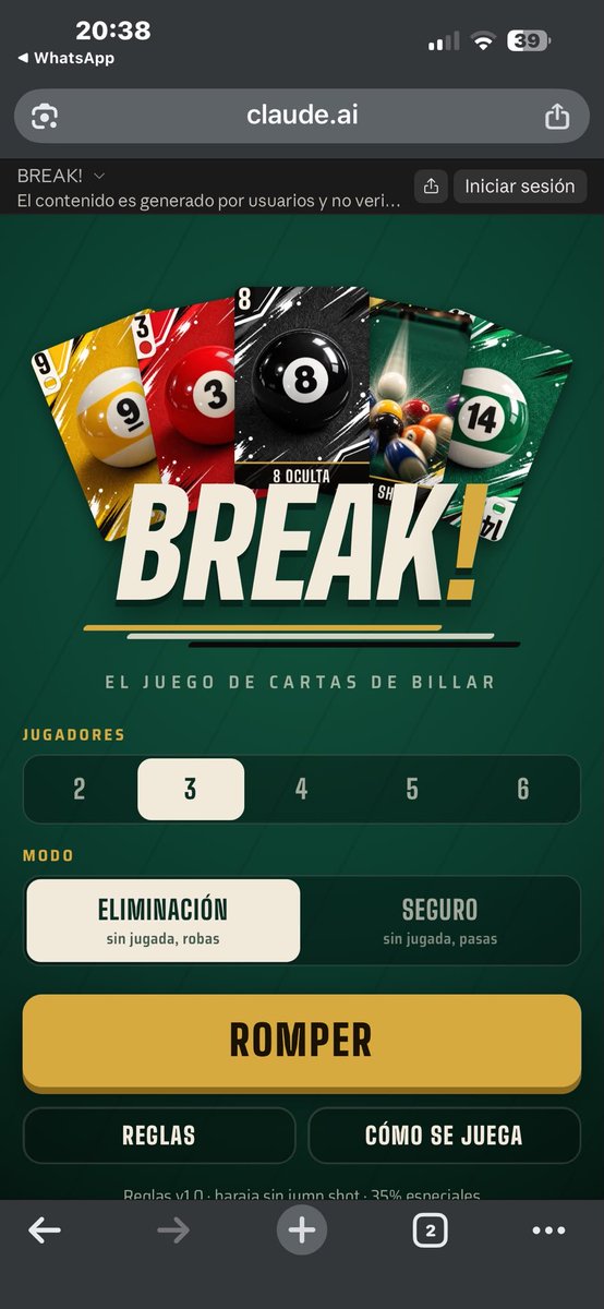 KornBush's tweet photo. @indieDevC Happy #showmesunday, 🎱 He creado BREAK!, un juego de cartas de billar.

https://t.co/Q5AIxPrOUv

#juegosdecartas #indiedev #CardGame https://t.co/s1OTnJrNox