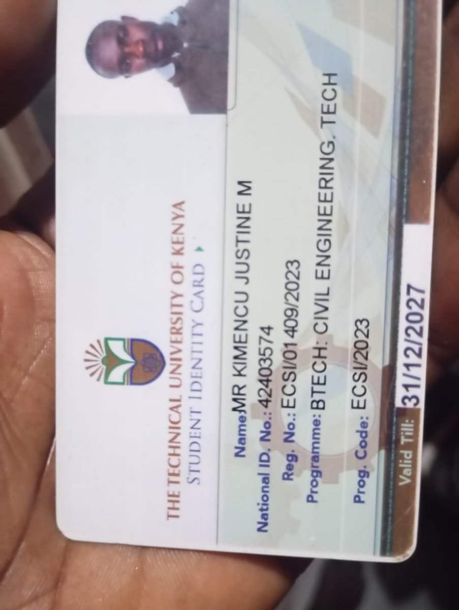 Kawy_Pam's tweet photo. Justine is a fourth year student at TUK,he however risks dropping out due to a fee balance of Ksh 123k after his scholarship was abruptly stopped.

He has just 1 day remaining to sign the nominal roll(as in F1 ) or forget about school.

Kenyans of good-will, let's come together for him.
His number is 0711245429

@EduMinKenya 
@HELBpage 
@HonJuliusMigos