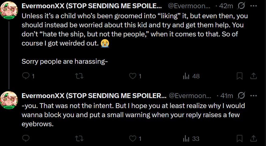 Coni_luvs_libby's tweet photo. Still what I said was taken out of context. Yes I admit incest was wild but I was just pissed off and gave an extrem example. What I meant is that for example I don't have a problem with the shippers themself existing. Like i wouldnt harass them especially since I understand- https://t.co/VneLx7cUap