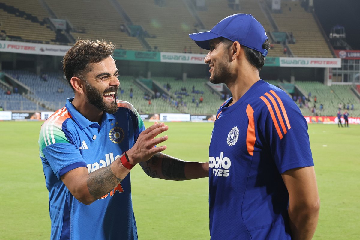 BCCI's tweet photo. More than just banter! 😊

Stay tuned for a special conversation dropping soon on https://t.co/DTi7UzPc4R 🎥

#TeamIndia | #INDvWI | @imVkohli | @ShubmanGill https://t.co/R9mdEQ482R