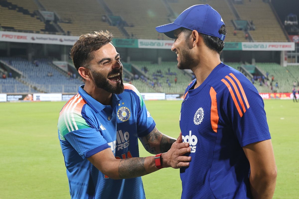 BCCI's tweet photo. More than just banter! 😊

Stay tuned for a special conversation dropping soon on https://t.co/DTi7UzPc4R 🎥

#TeamIndia | #INDvWI | @imVkohli | @ShubmanGill https://t.co/R9mdEQ482R