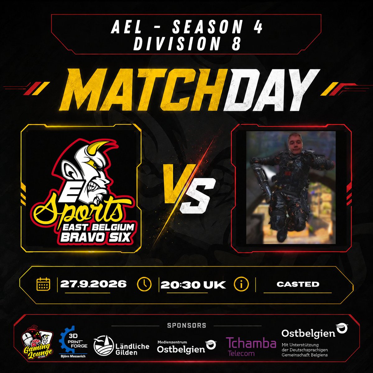 ESportsEastBel's tweet photo. 🔥 LOSERS SEMI-FINAL!
One win away from a ticket to the Losers Final.
⚔️ Bitty Slam vs ESEB Bravo Six
🕣 8:30PM UK
🎙️ Cast: https://t.co/HetxtGmktf
Win or go home. Time to lock in. 🔥
#ESEB #AEL #COD #BleedRed https://t.co/GkXpV7c9C2