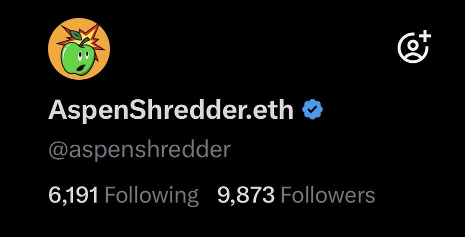 aspenshredder's tweet photo. I’ve never been this close to 10,000 followers before. 

I lost my 2017 crypto twitter account a few years back. I have to give a shout out to the whole NFT community!

All of you remembered me and helped me grow. I have never forgotten it. ❤️

I fight for you, the whole space.🍏 https://t.co/6BmwKIFUX9