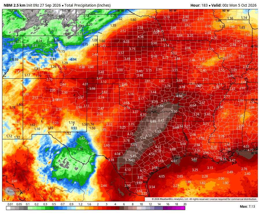 ntexasweather's tweet photo. If you live in Texas I really hope you like rain because it sure is coming whether you like it or not! 🚨

For DFW prepare for multiple rounds of heavy rain anywhere from Wednesday-Saturday.

After that expect fall weather with highs in the 70's! 😎 https://t.co/mBxrhhYByT