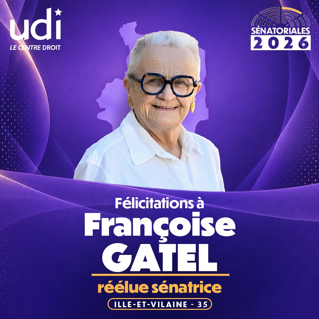 UDI_off's tweet photo. Félicitations à @FrancoiseGatel réélue sénatrice d'Ille-et-Vilaine. 
#Sénatoriales2026 https://t.co/MeX5u0drnt