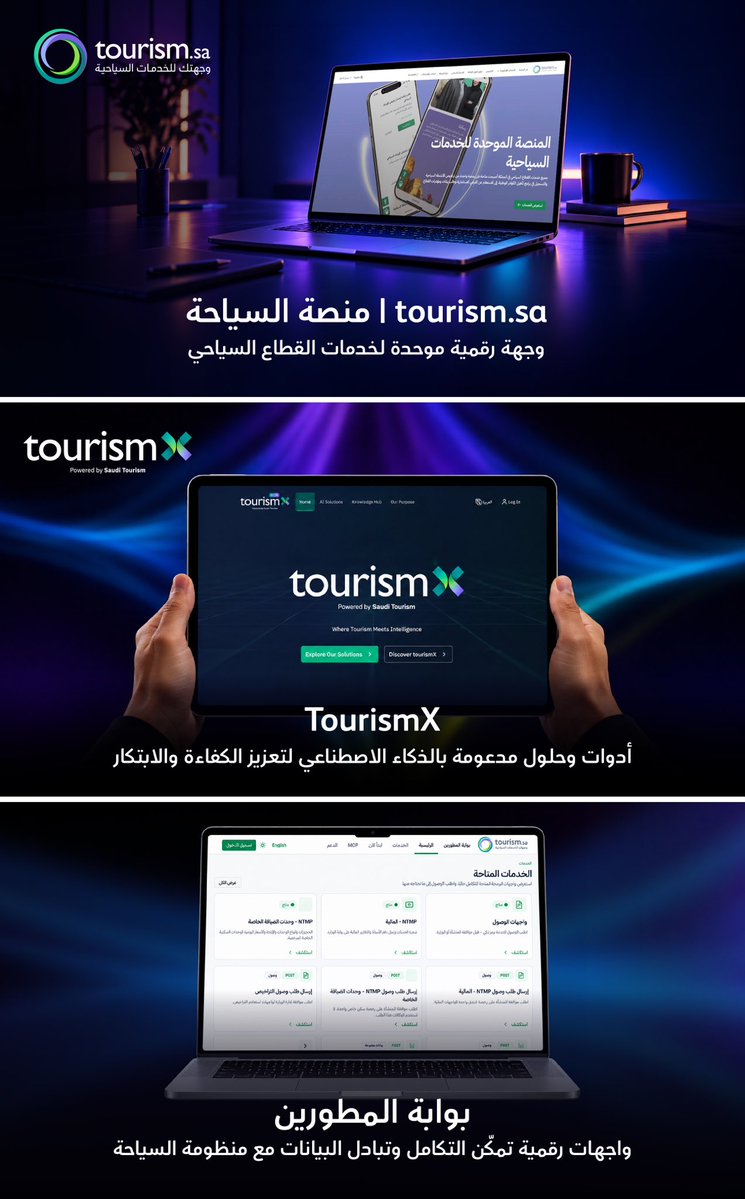 Saudi_MT's tweet photo. في #يوم_السياحة_العالمي، نشارك العالم ملامح مستقبلٍ سياحي تُسهم المملكة في بنائه، وتتطور فيه منظومة السياحة حول احتياجات من يصنعها ويعيشها، فتُختصر رحلة المستثمر، وتتطور أدوات المشغّل، وتتسع أمام الكفاءات آفاق جديدة للمشاركة والابتكار. https://t.co/bEk2HZyqQz