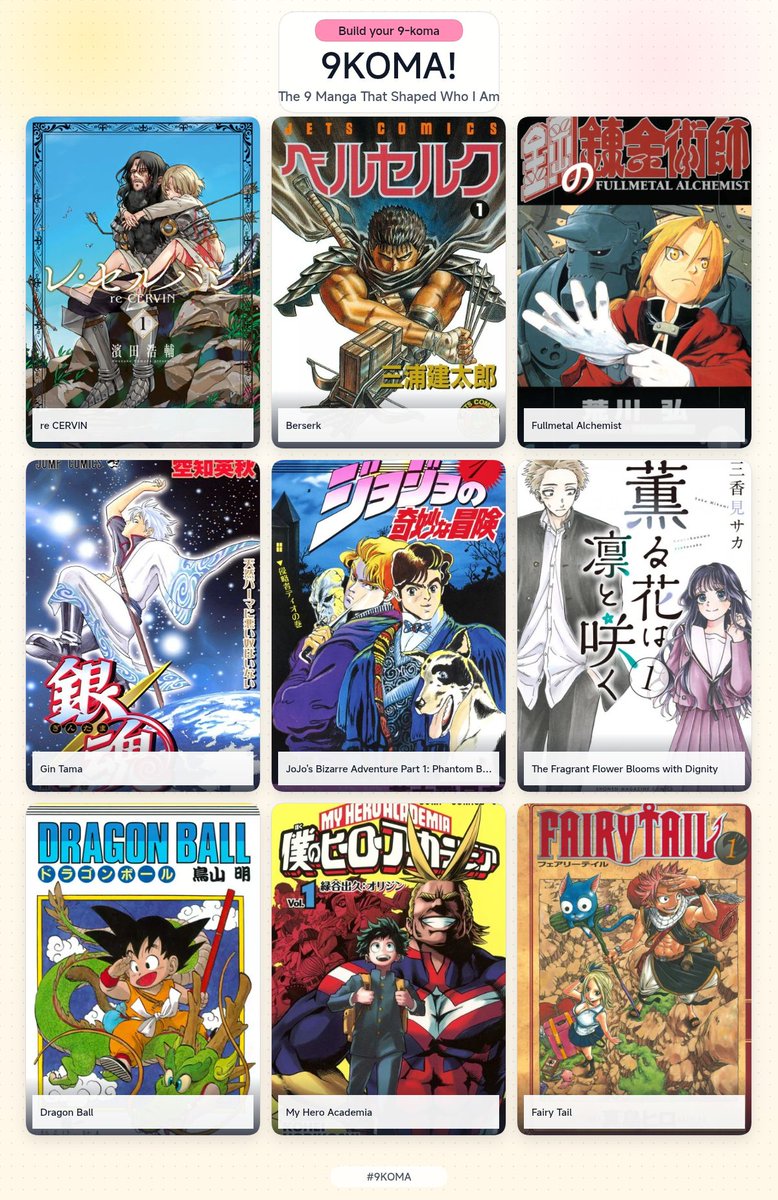 Kizomaro's tweet photo. Mis 9 imprescindibles https://t.co/XuqVtiTMC3