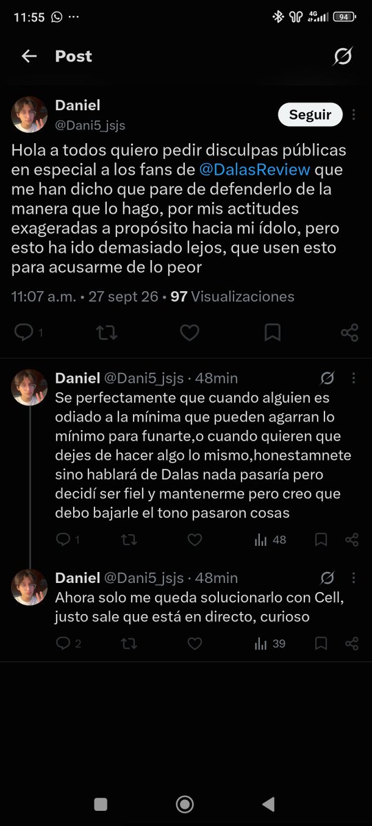 DanielC71830840's tweet photo. El hermanito Dani soltó un comunicado, parece que ya reflexionó y va a bajarle 2 rallitas a su fanatismo, pero aquí el problema no es que haya salido de el si no porque ahora ya lo han expuesto, le encararon a una de sus víctimas... https://t.co/SwxYxJgFOL