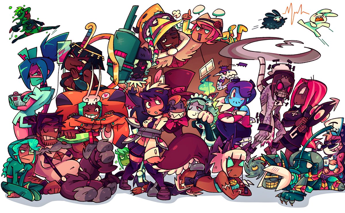 Plant__B1tch's tweet photo. Redraw of my favourite skullgirls art, now with newer fighters! #SkullgirlsArtContest2026 https://t.co/bAm8zx9MNW