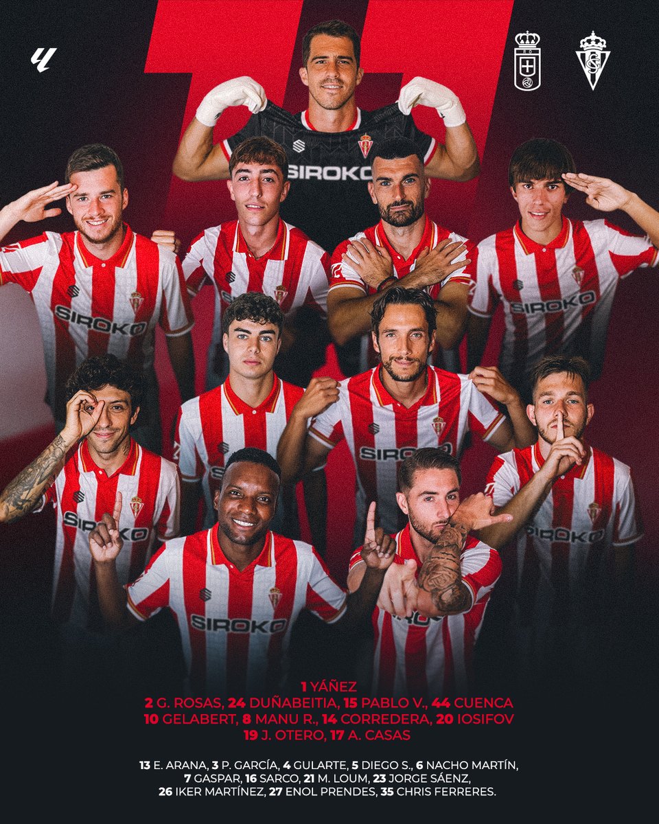 RealSporting's tweet photo. ♟ 𝑳𝒐𝒔 𝒐𝒏𝒄𝒆 que defenderán de inicio hoy al Real Sporting.   

#RealOviedoRealSporting https://t.co/1QAeXnZvvX