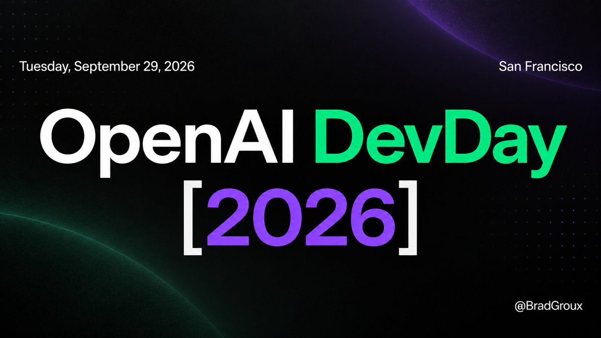 BradGroux's tweet photo. I’m heading to San Francisco for OpenAI DevDay this week, thanks to @OpenAI!

I’m looking forward to meeting a ton of brilliant people and hearing what OpenAI has coming next. My schedule includes sessions on agent architecture and Codex, plus a couple of meetups before DevDay. And if the rumors about a wearable announcement pan out, I’ll have even more to talk about. Can’t wait!

I’ll be sharing live updates here on X, and at https://t.co/y8yysC7zcC (where you can also see my full schedule) throughout the trip. 

I’m in San Francisco from September 28–30, so if you’re around and want to meet up, please reach out. I’d love to hear what you’re working on.