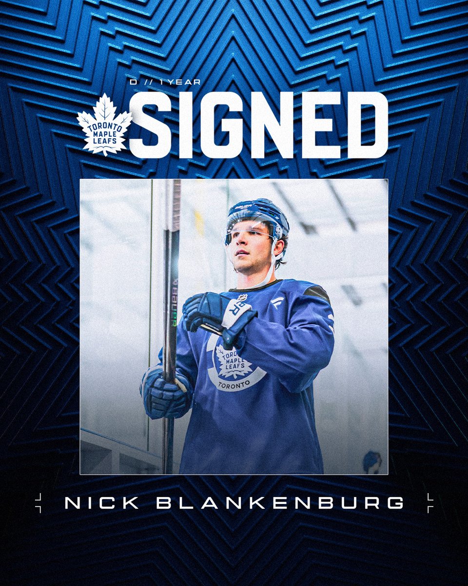 MapleLeafs's tweet photo. 🖊️  We’ve signed defenceman Nick Blankenburg to a one-year contract