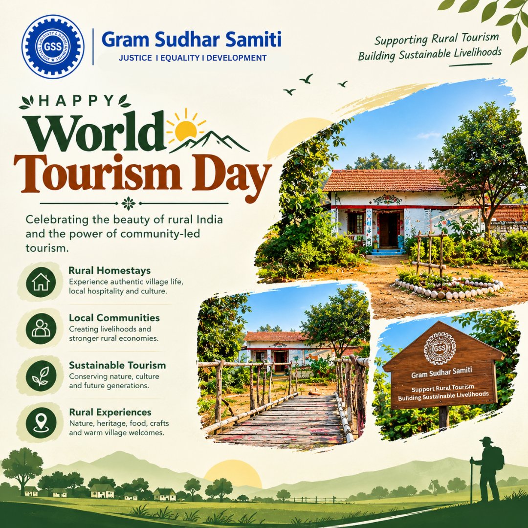gssmp_org's tweet photo. World Tourism Day

From local food to global experiences, and from village traditions to global stories—rural tourism can turn India’s cultural wealth into sustainable livelihoods.

At Gram Sudhar Samiti, we are working across Madhya Pradesh to connect communitity https://t.co/oauQdCHTGu