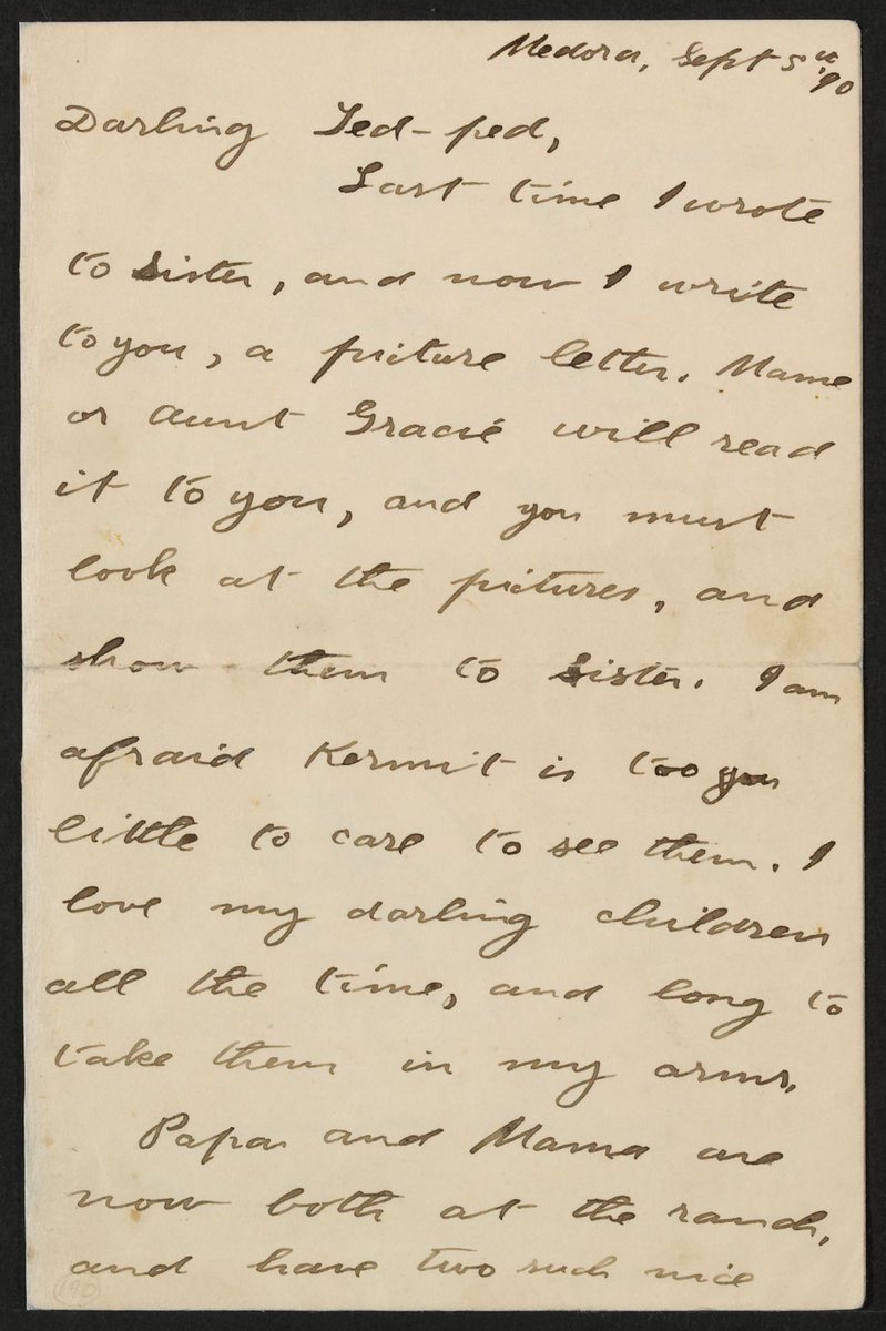 TR_Center's tweet photo. In honor of #NationalNicknameDay, we’re sharing the nicknames and pet names of the nine Roosevelts (TR, his two wives, and six children). Read more in our Substack post: https://t.co/w1pzKFygW8  

-TR: Tedie, Teedie, T.D., Thee Jr., Thee (after his father’s death), and yes, occasionally Teddy (seven times out of 300 letters from 1867 to 1885) 

-Alice (wife): Darling Little Sunshine, Darling Queenie, My Dearest Love, Darling, best beloved, little Wife, Darling baby, Darling Little Wife, Blessed little heart’s-darling, Blessed Wifie, My purest and sweetest little wife, My Blessed Little Wifie, and TR’s personal favorite, Darling Wifie 

-Edith: My own darling true-love, Darling Edie, Darling, and our personal favorite, Oh, sweetest of all sweet girls 

-Alice (daughter): Alicey, Sissy, Sissy Wissy, and Mousiekins 

-Ted: Ted-ped, Blessed Ted, and occasionally Blessed Old Ted 

-Kermit: Kermit-boy 

-Ethel: Ethely-bye (and sometimes Blessed, blessed Ethely-bye), Darling little Ethel, and Blessed Ethley Bykins 

-Archie: Archie-kins 

-Quentin: Quenty-Quee, Quenty, and sometimes Q 

 #RooseveltFamily #PresidentialHistory #FamilyNicknames #TheodoreRoosevelt