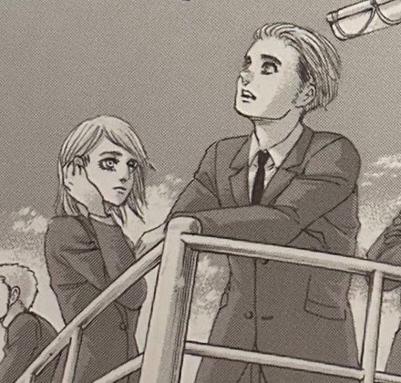 B0NB0N202's tweet photo. @rue_story They’re drawn side by side every illustration post rumbling and there’s an audio drama where it’s said Jean and Piek give them time alone intentionally https://t.co/WITTl3lA8X
