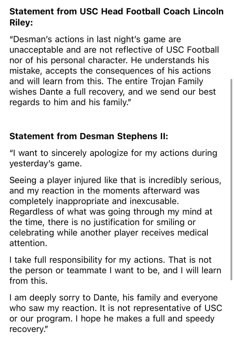 NicoleAuerbach's tweet photo. NEWS: USC has suspended Desman Stephens for one game. He will not play vs. Washington. https://t.co/KwxkgLf4nD