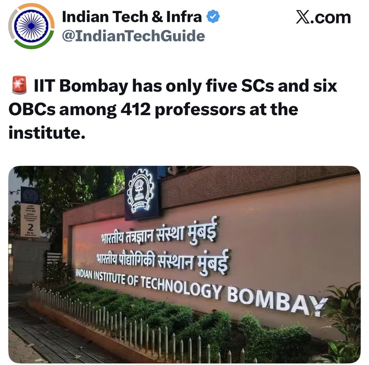 deepali_writes's tweet photo. How can an institute claim academic excellence when it actively excludes representation at the faculty level? The appalling scarcity of SC/OBC professors at IIT Bombay directly impacts student safety and well-being. 

Sahil Wakode's death is a horrific consequence of this toxic culture.

#JusticeForSahil