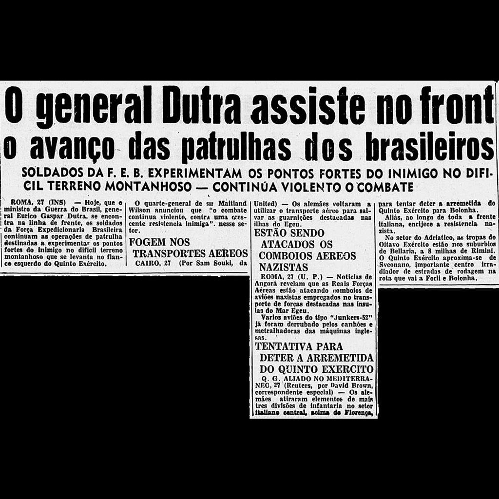 sentandoapua's tweet photo. Notícias da 2ª Guerra: 27SET1944-O general Dutra assiste no front o avanço das patrulhas dos brasileiros https://t.co/4totKAkmM7 

#SET44 #DiarioDaNoite #WWII #FEB #patrulhas #Dutra https://t.co/XG7uC029tt