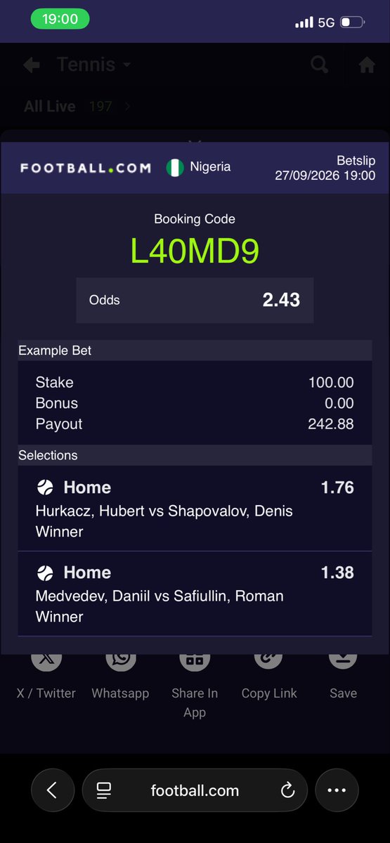 Dbestatit's tweet photo. Tennis odds for tomorrow.
Daily 2 odds- Day 1

L40MD9 https://t.co/WU9SqZ2ndL