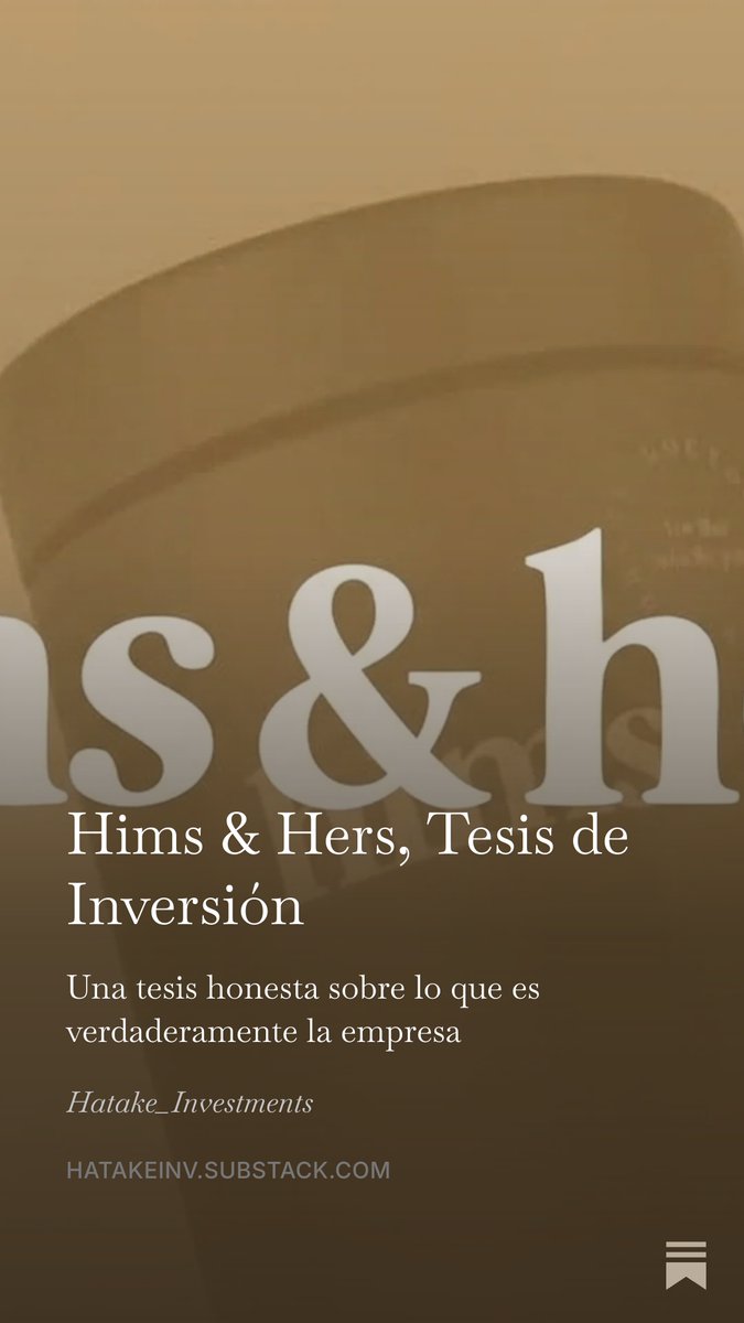 Htk_inV's tweet photo. Acabo de publicar la mayor tesis de inversión de $HIMS que existe en abierto en la comunidad financiera.
Incluye valoración.

Link en primer comentario ⬇️ https://t.co/ALENno5TOI