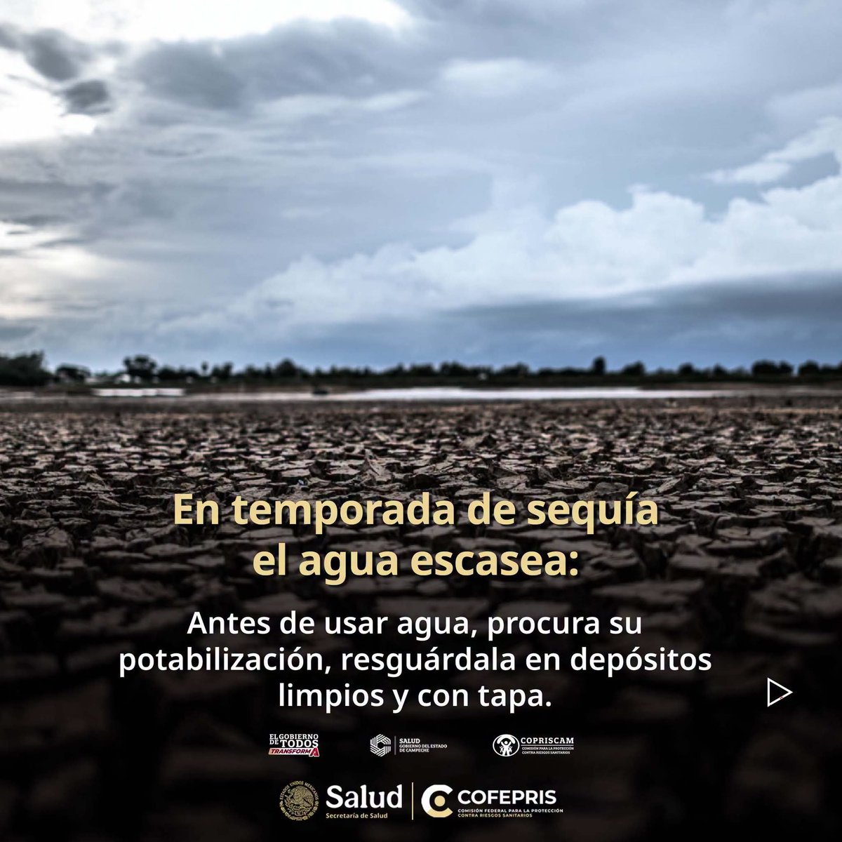 CCopriscam's tweet photo. ☀️💧 La #Sequía también puede aumentar los #RiesgosSanitarios en el #agua de consumo.
Antes de beberla, verifica que esté desinfecta, clorada o hervida. Tu salud y la de tu familia es lo más importante.
#AguaSegura #CuidaTuSalud https://t.co/4aYnKgfmob
