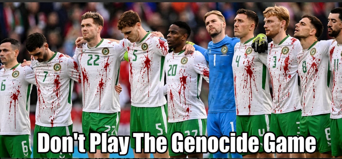 rules172653's tweet photo. Please share this message to the world The Irish football team do not represent the vast vast majority of Irish people 😡 The vast vast majority of Irish people Stand with PALESTINE 🇮🇪💔🇵🇸🇮🇪💔🇵🇸🇱🇧💔
#StopTheGame of Shame 😡😡😡 https://t.co/jsMuZkNgB6