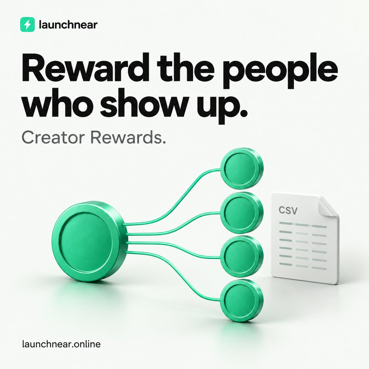 LaunchNear's tweet photo. Your community. Your rewards.

Add up to 20 NEAR recipients manually or by CSV, review the token amounts and sign each transfer. Creator Rewards checks duplicates and tracks confirmations. You supply tokens and network fees.

https://t.co/wwyoo18oHv https://t.co/2aB8vtuvln
