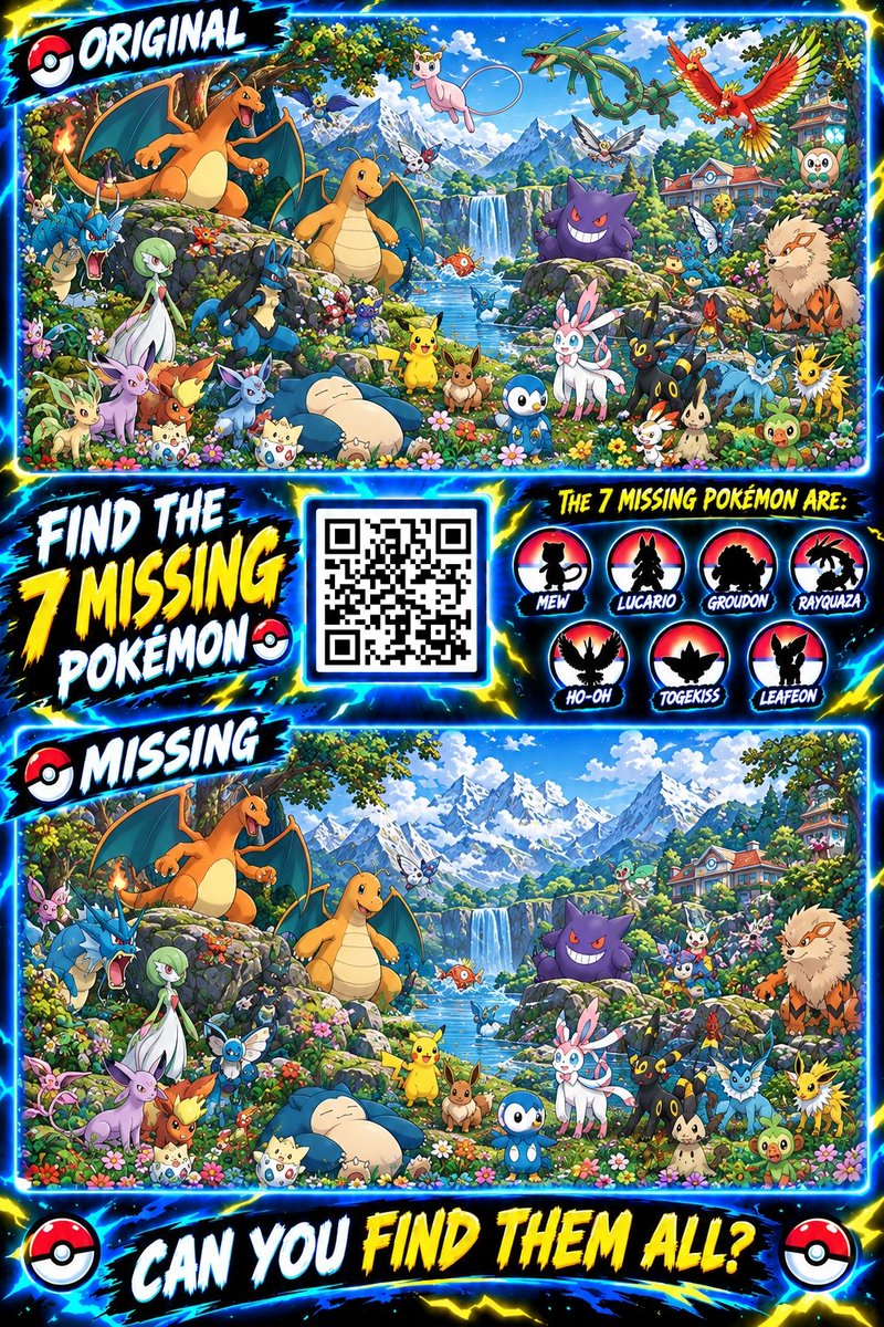 FEpokeCards's tweet photo. Find The 7 Missing Pokemon 

#pokemon https://t.co/2EYdswCwQq