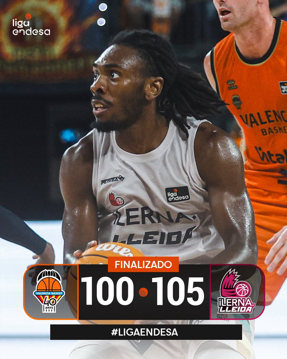 ACBCOM's tweet photo. iLERNA Lleida empieza la #LigaEndesa con una gran victoria ante Valencia Basket 

1⃣0⃣0⃣ @valenciabasket 
1⃣0⃣5⃣ iLERNA @flleida https://t.co/Ost37KvUvV