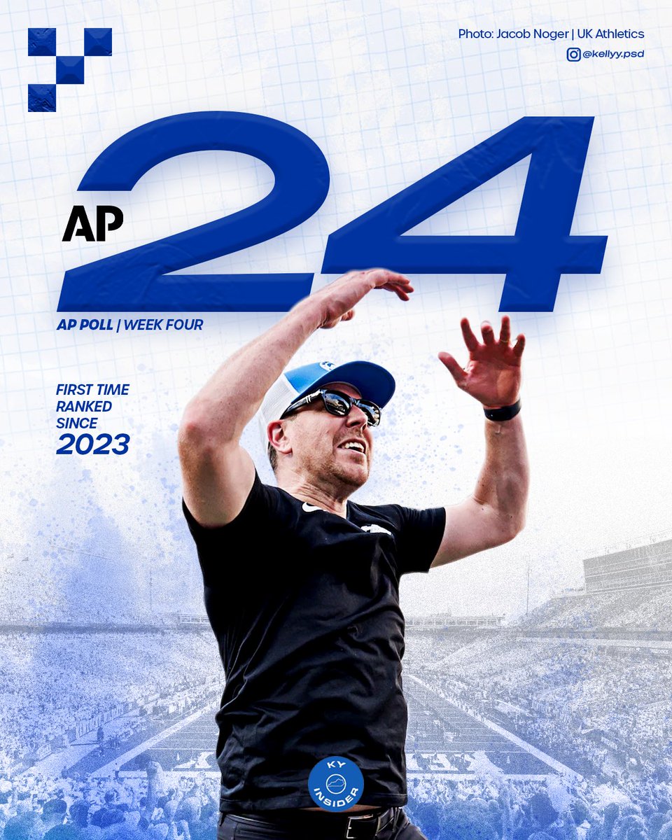 fourwal1's tweet photo. BREAKING: The Kentucky Wildcats come in at No. 24 on this week’s AP Poll, making it the first time since 2023 that the team has been ranked!

#BBN | @KyInsider https://t.co/IceOjXvOzJ