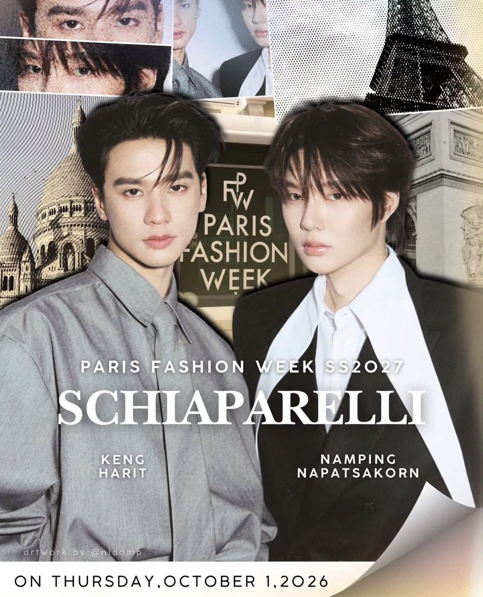 Ployanida's tweet photo. An absolute triumph as KengNamping are set to join the prestigious guest list of Maison Schiaparelli with elegance that travels far beyond Paris🫶🏻

#Schiaparelli #PFW #KengNamping  #KengHarit #nampingster https://t.co/ARL9Tt7nKa