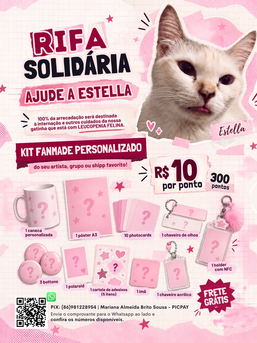 mybadlody's tweet photo. moots, vim pedir uma ajudinha pra minha gatinha Estella 🥺 
ela já está há 4 dias sem conseguir comer. Levamos ao veterinário, fizemos exames e descobrimos que ela está com leucopenia felina, um vírus super agressivo. O vet indicou internação imediata pra que ela receba o tratamento e os cuidados necessários.

Só com a consulta, os exames e as primeiras medicações já gastamos mais de R$ 800, e ainda teremos os custos da internação. Por isso, fizemos uma rifinha de um kit fanmade personalizado com 10 itens do artista ou shipp escolhido por quem ganhar. 

Quem puder comprar um número ou simplesmente dar rt já vai ajudar demais 🤍🐾

🇧🇷 Envio grátis pra todo Brasil